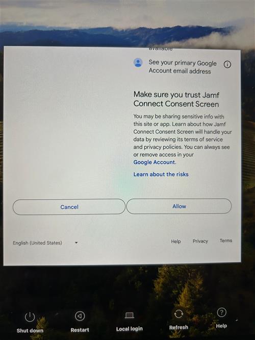 Make sure you trust Jamf Connect Consent Screen Cancel or Allow